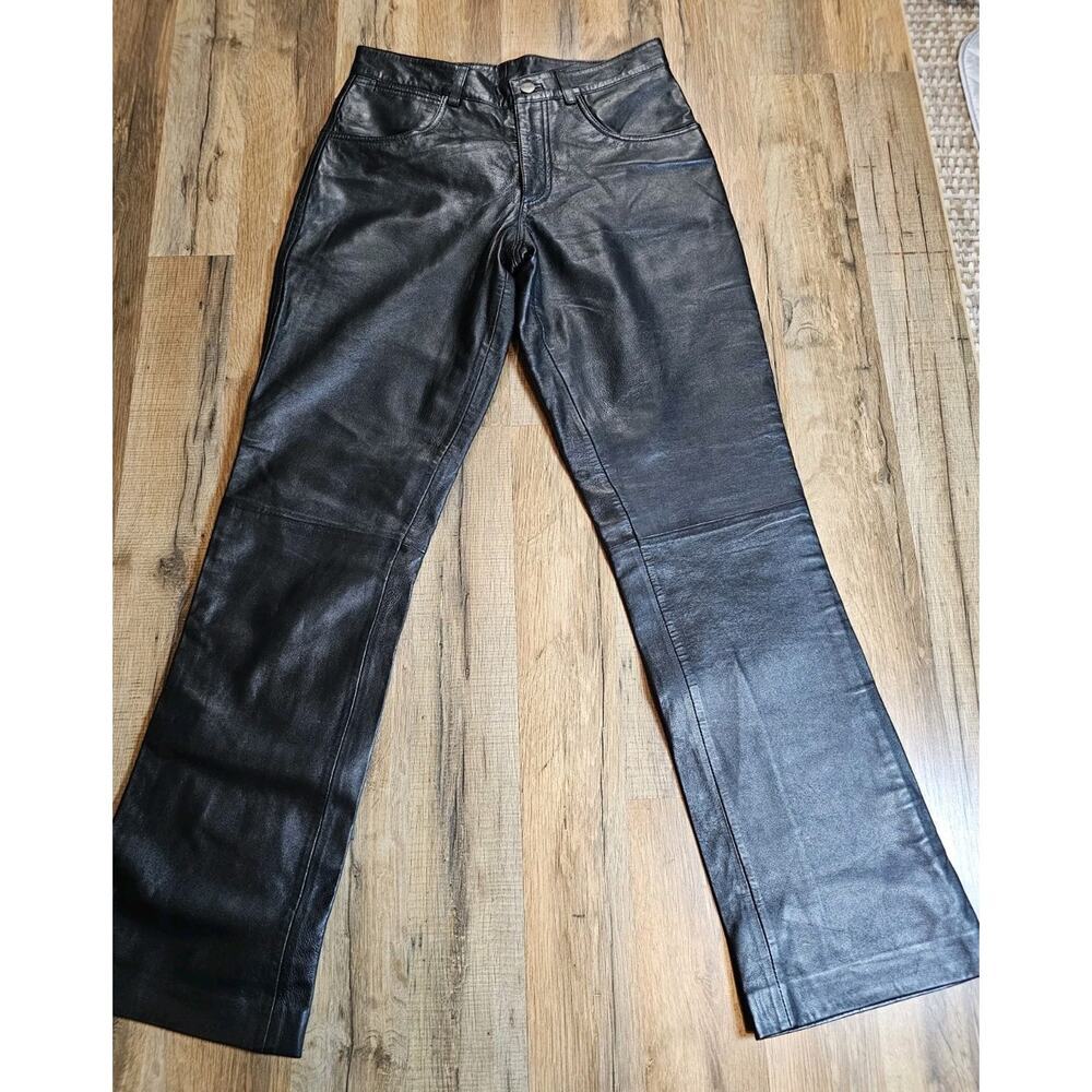 Wrangler Vintage Lambskin Leather Pants Women's Size 5 Lined Riding Biker‎ Black